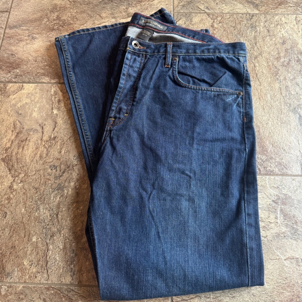 Vintage Y2K Banana Republic Mens 36x32 Dark Wash Wide Leg Button Fly Denim Jeans